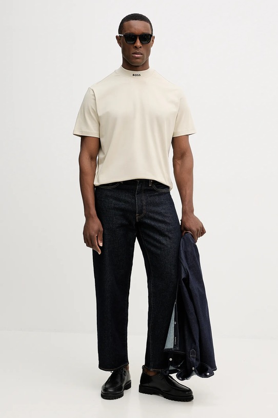 BOSS Green t-shirt Tee Collar 50555527 beżowy SS26