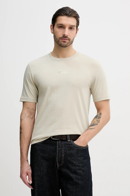 BOSS Green t-shirt TS_Join GRX z elastanem beżowy 50557354