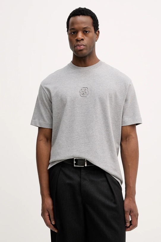 BOSS t-shirt bawełniany aplikacja szary 50555106