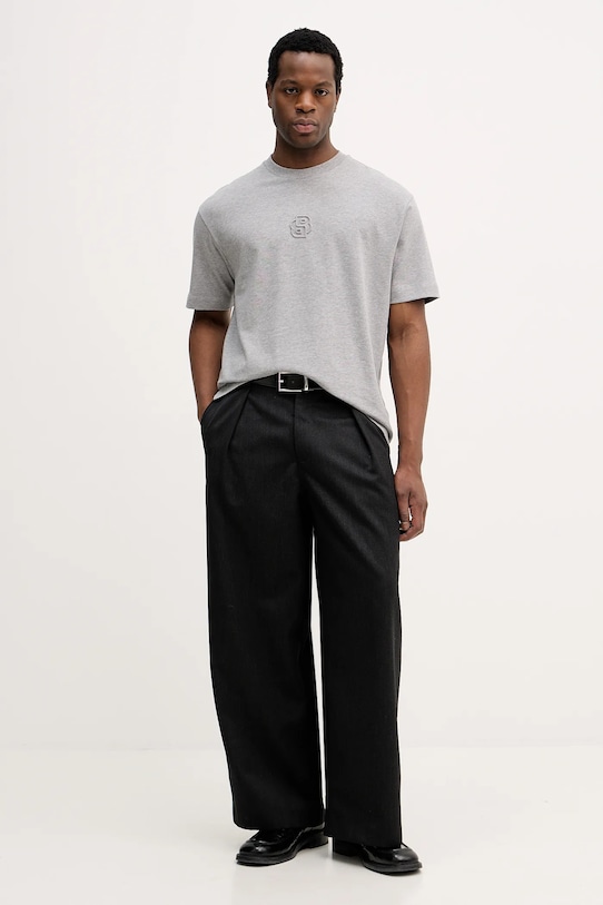 BOSS t-shirt bawełniany 50555106 szary SS26