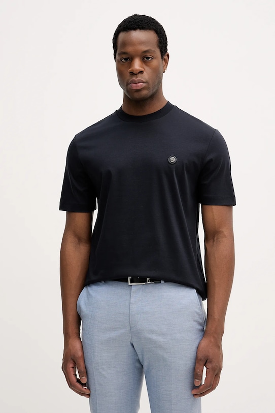 BOSS t-shirt bawełniany aplikacja granatowy 50555844