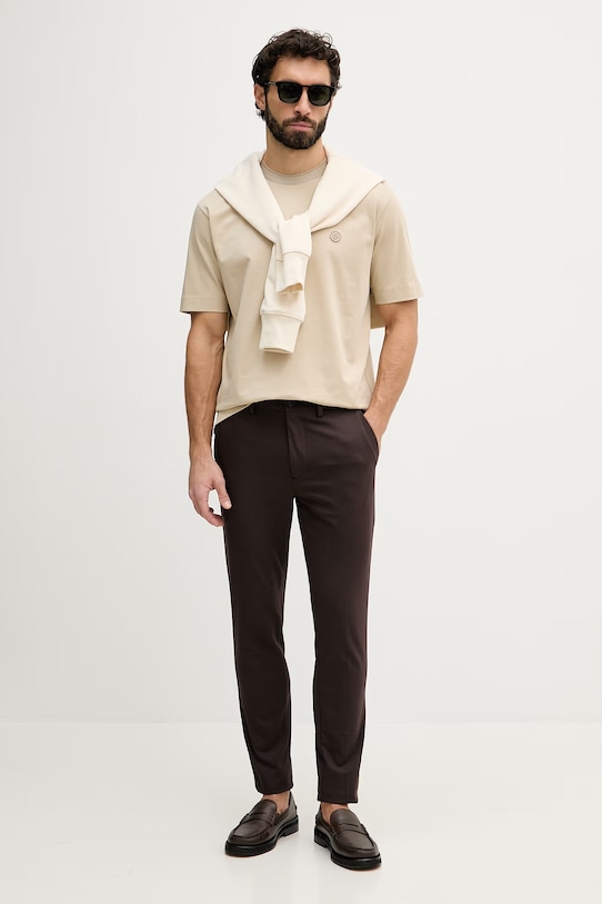 BOSS t-shirt bawełniany 50559050 beżowy SS26