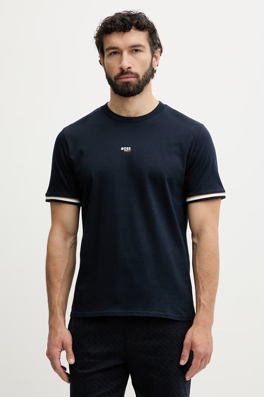 BOSS tricou loungewear bărbătesc din bumbac Iconic T-Shirt bleumarin 50557198