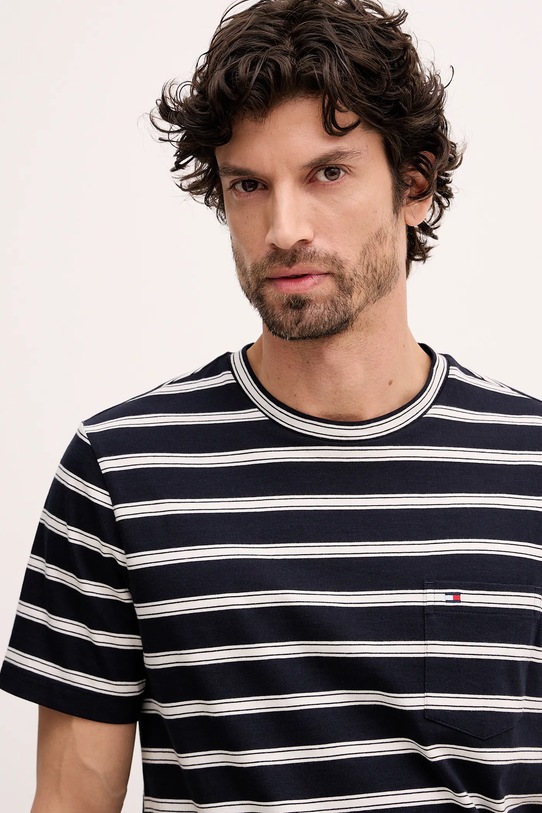 Βαμβακερό μπλουζάκι Tommy Hilfiger σκούρο μπλε MW0MW41378