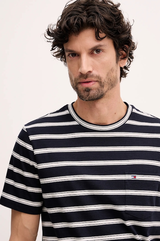 Βαμβακερό μπλουζάκι Tommy Hilfiger σκούρο μπλε MW0MW41378