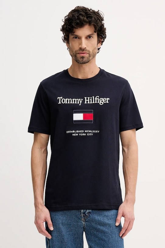 Tommy Hilfiger t-shirt bawełniany regular granatowy MW0MW42736