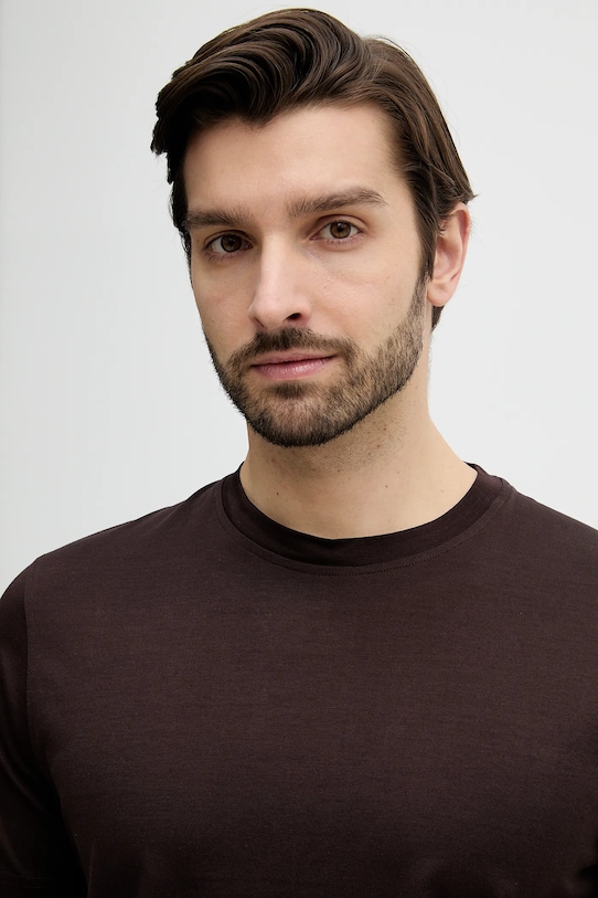 Tommy Hilfiger t-shirt bawełniany brązowy MW0MW41860