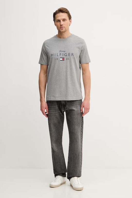 Tommy Hilfiger t-shirt bawełniany MW0MW41455 szary SS26