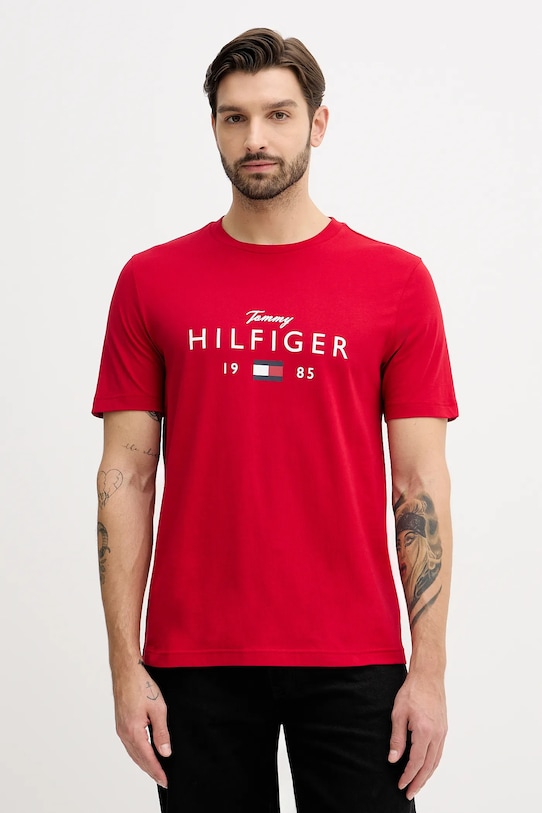 Tommy Hilfiger t-shirt bawełniany nadruk czerwony MW0MW41455