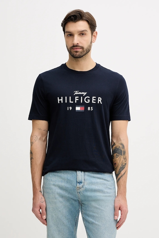 Tommy Hilfiger t-shirt bawełniany nadruk granatowy MW0MW41455