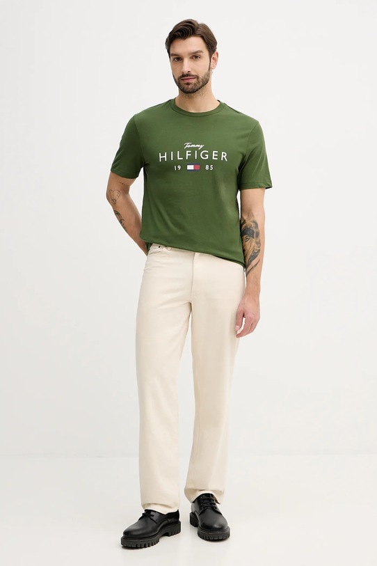 Tommy Hilfiger t-shirt bawełniany MW0MW41455 zielony SS26