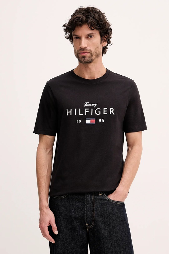 Tommy Hilfiger t-shirt bawełniany nadruk czarny MW0MW41455
