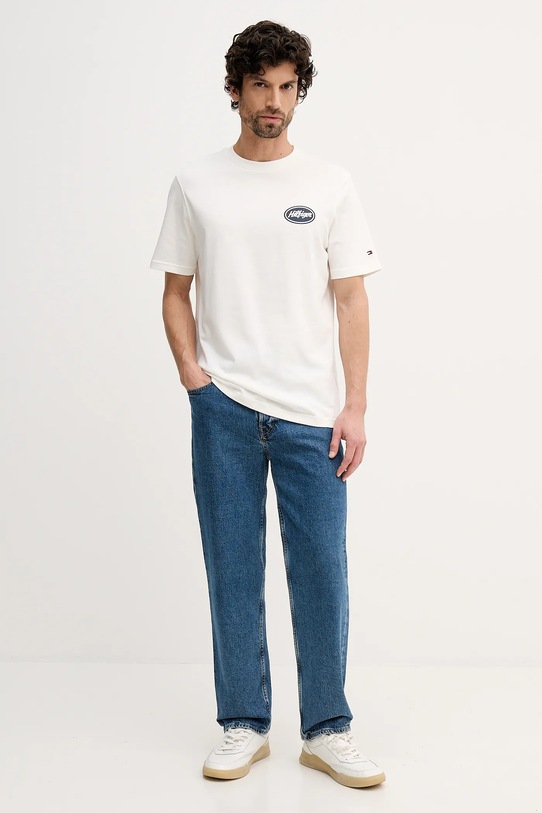 Tommy Hilfiger t-shirt bawełniany MW0MW41460 beżowy SS26