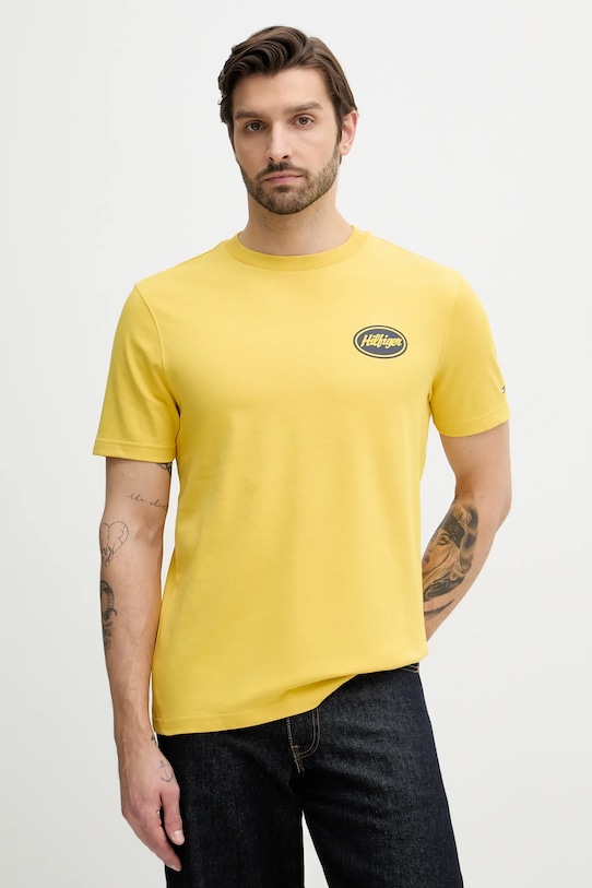 Tommy Hilfiger t-shirt bawełniany nadruk żółty MW0MW41460