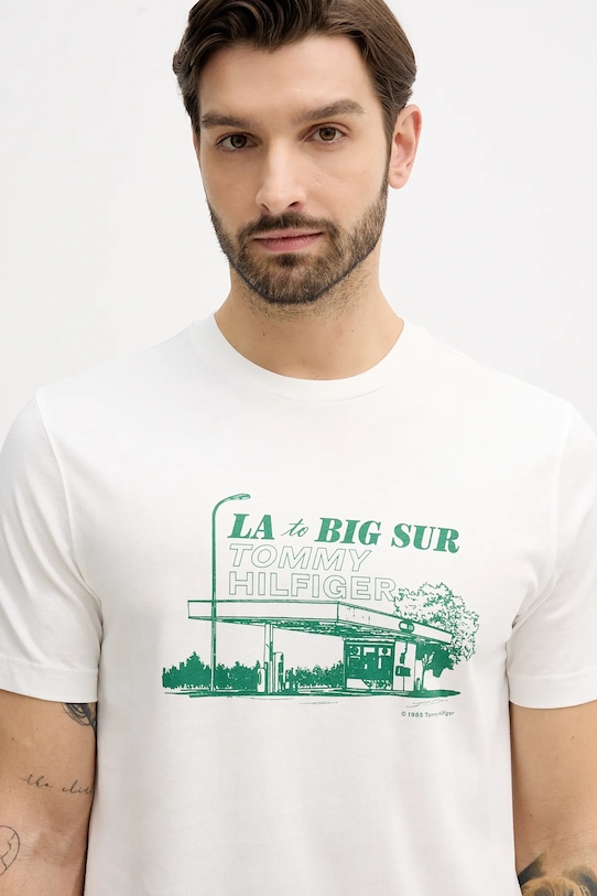 Tommy Hilfiger t-shirt bawełniany beżowy MW0MW41464