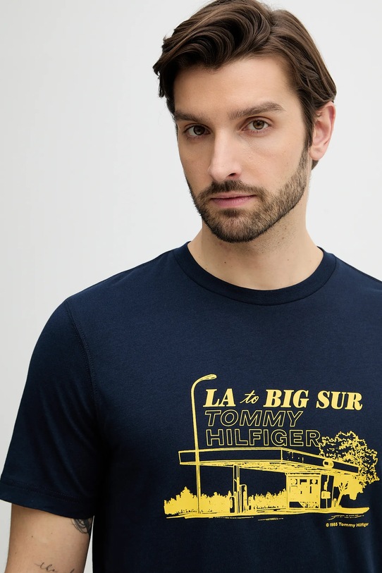 Tommy Hilfiger t-shirt bawełniany granatowy MW0MW41464