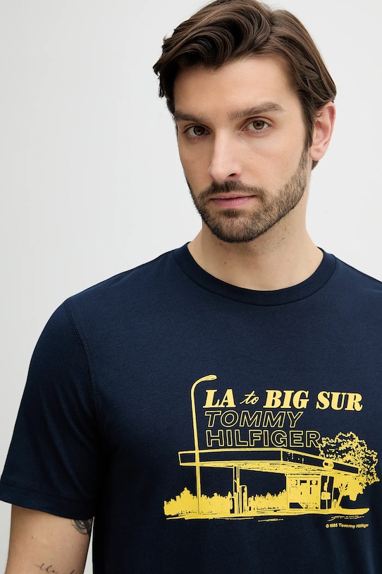 Tommy Hilfiger t-shirt bawełniany granatowy MW0MW41464