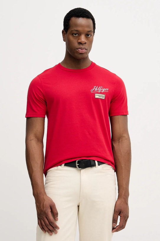 Tommy Hilfiger t-shirt bawełniany nadruk czerwony MW0MW41471