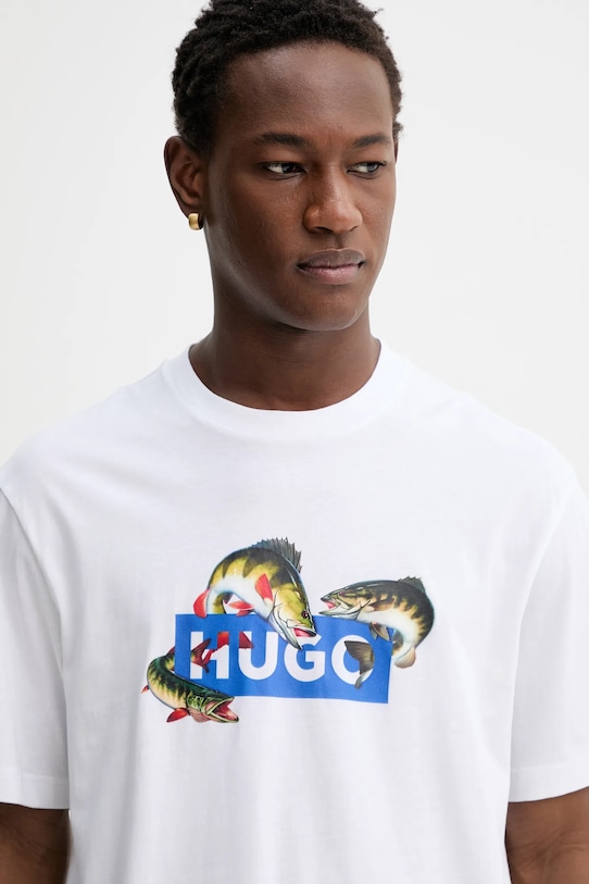 Hugo Blue t-shirt bawełniany Nalotrix biały 50554349