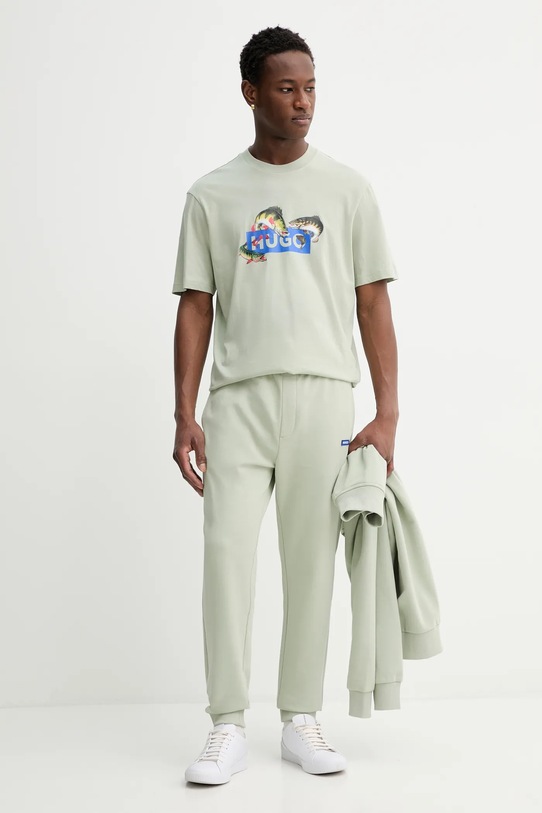 Hugo Blue t-shirt bawełniany Nalotrix 50554349 zielony SS26