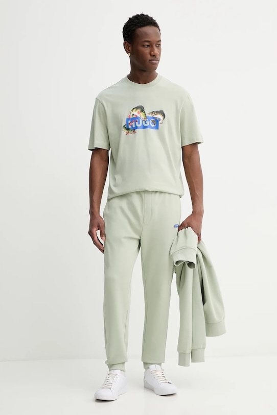 Hugo Blue t-shirt bawełniany Nalotrix 50554349 zielony SS26