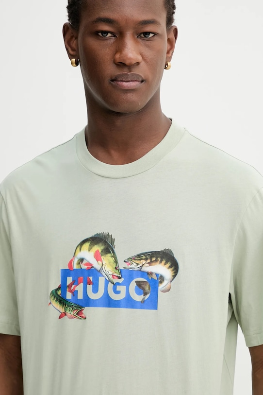 Hugo Blue t-shirt bawełniany Nalotrix zielony 50554349