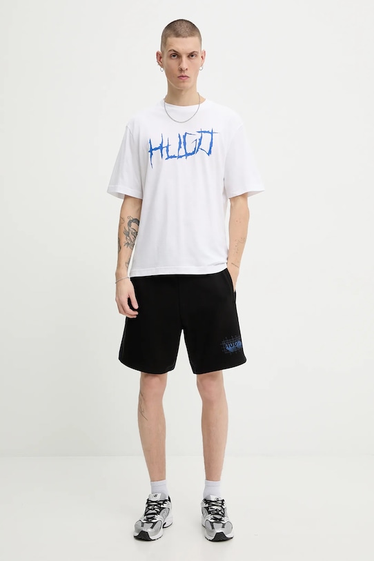 Hugo Blue tricou din bumbac 50554350 alb SS26