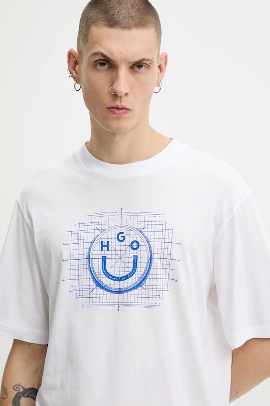 Hugo Blue t-shirt bawełniany biały 50554350