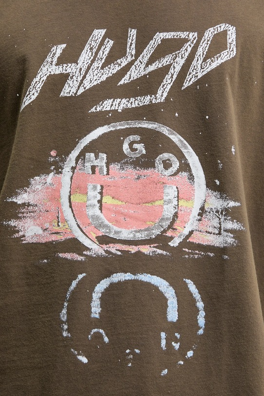 Βαμβακερό μπλουζάκι Hugo Blue 50554368 πράσινο