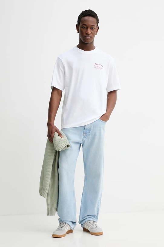 Hugo Blue t-shirt Nofishix 50554370 beżowy SS26