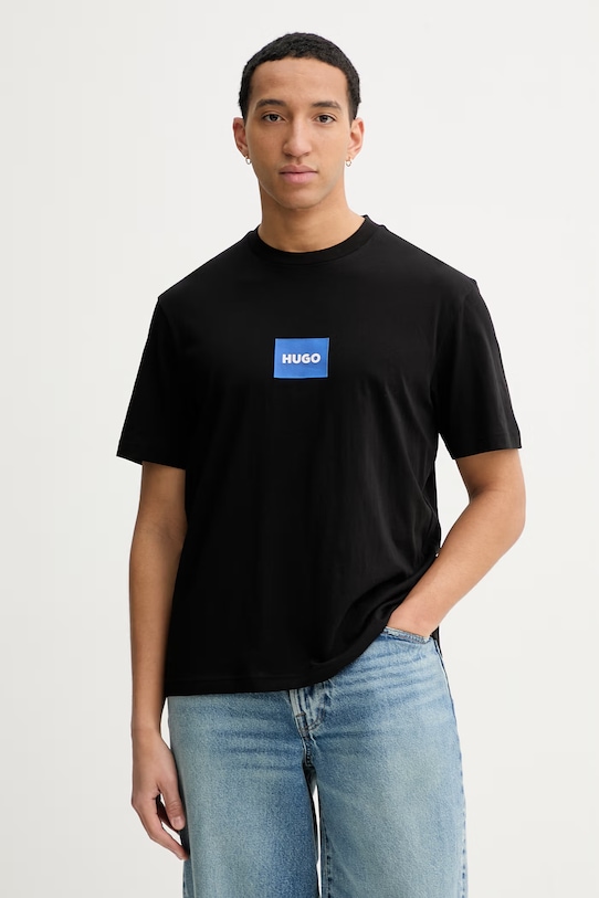 Hugo Blue t-shirt bawełniany Nayonix nadruk czarny 50554382