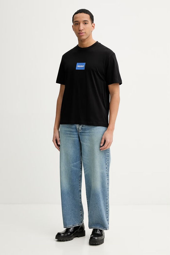 Hugo Blue t-shirt bawełniany Nayonix 50554382 czarny SS26