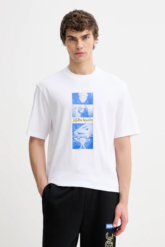 Hugo Blue t-shirt bawełniany HUGO x Jujutsu Kaisen nadruk biały 50554841