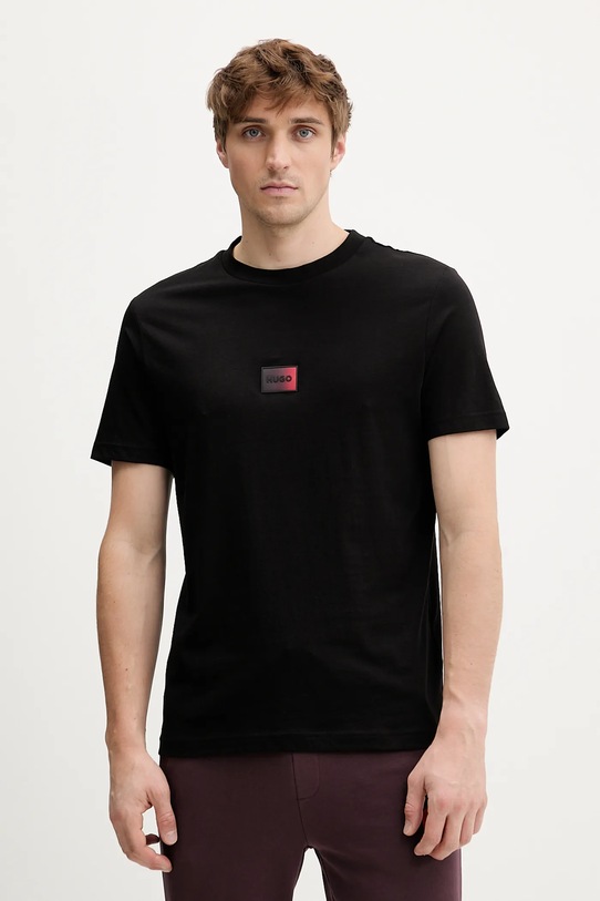 Βαμβακερό μπλουζάκι HUGO Danotie στάμπα μαύρο 50553124