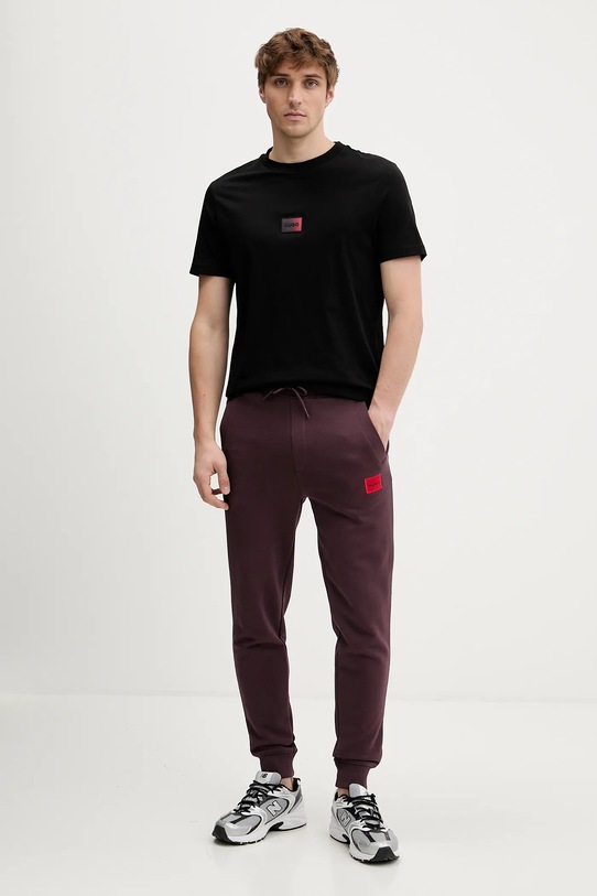 Βαμβακερό μπλουζάκι HUGO Danotie 50553124 μαύρο SS26