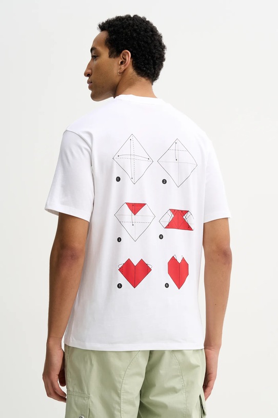 HUGO t-shirt bawełniany Dalentin nadruk beżowy 50553429