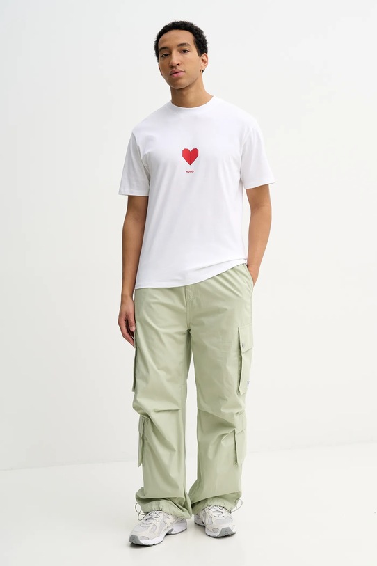 HUGO t-shirt bawełniany Dalentin 50553429 beżowy SS26