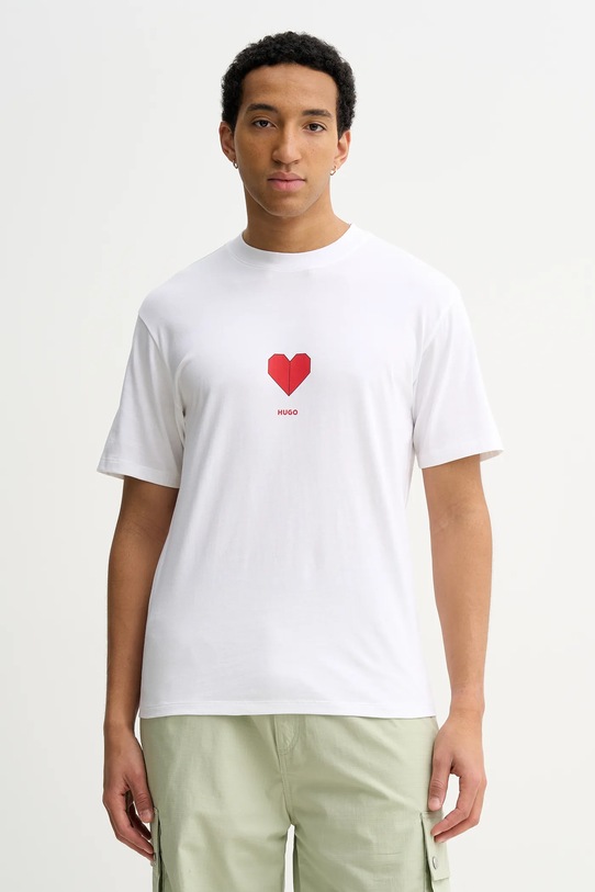 Odzież HUGO t-shirt bawełniany Dalentin 50553429 beżowy