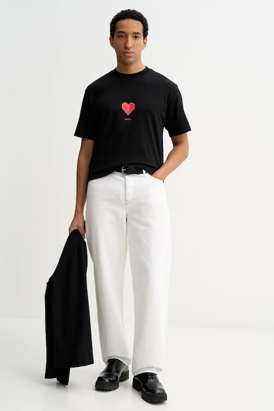 HUGO t-shirt bawełniany Dalentin 50553429 czarny SS26