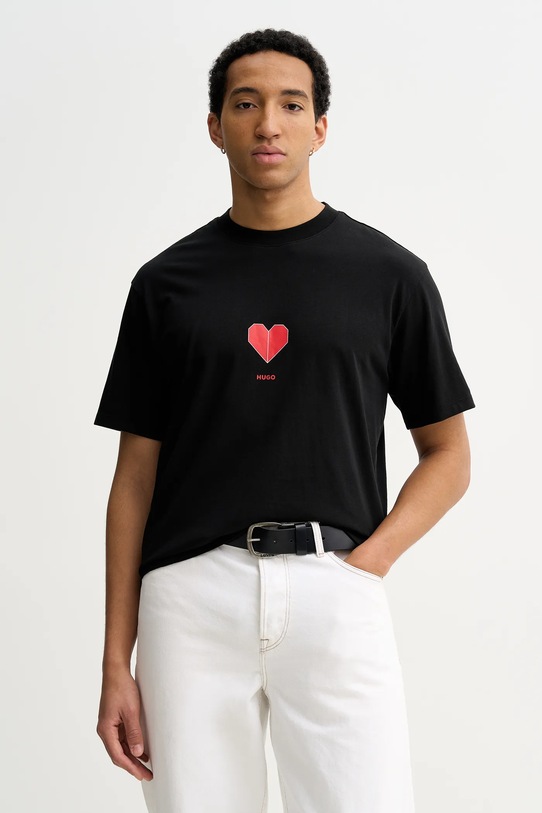 Odzież HUGO t-shirt bawełniany Dalentin 50553429 czarny