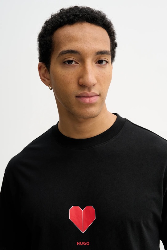 HUGO t-shirt bawełniany Dalentin czarny 50553429