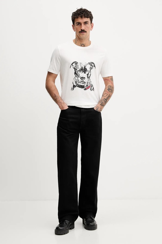 Bombažna kratka majica HUGO 50553779 bela SS26