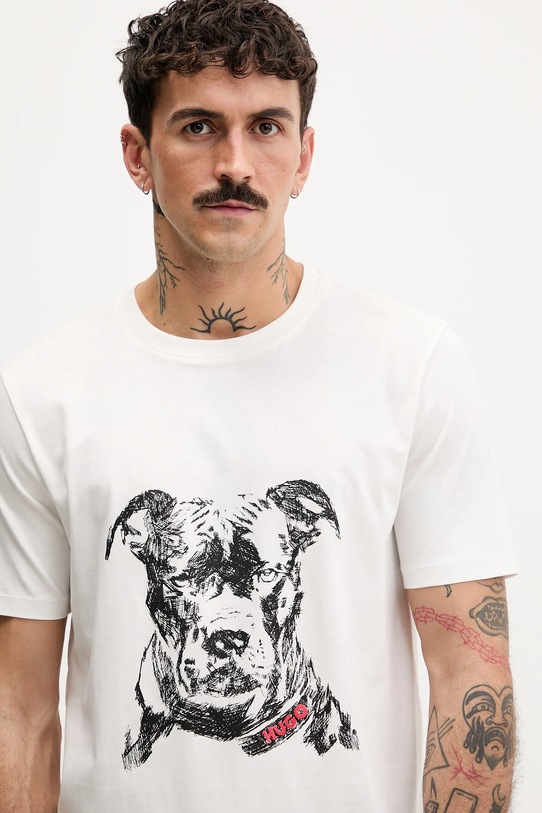 Bombažna kratka majica HUGO bela 50553779