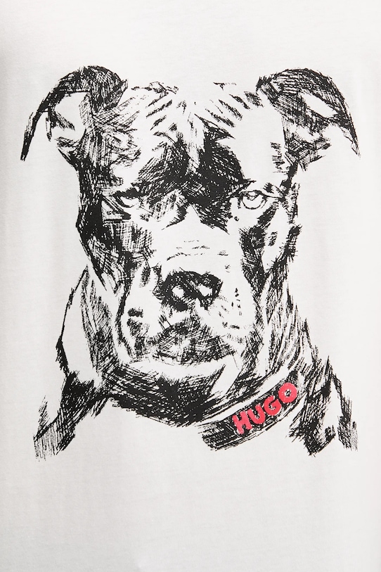 Bombažna kratka majica HUGO 50553779 bela