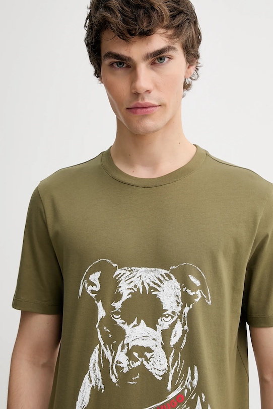 HUGO t-shirt bawełniany zielony 50553779