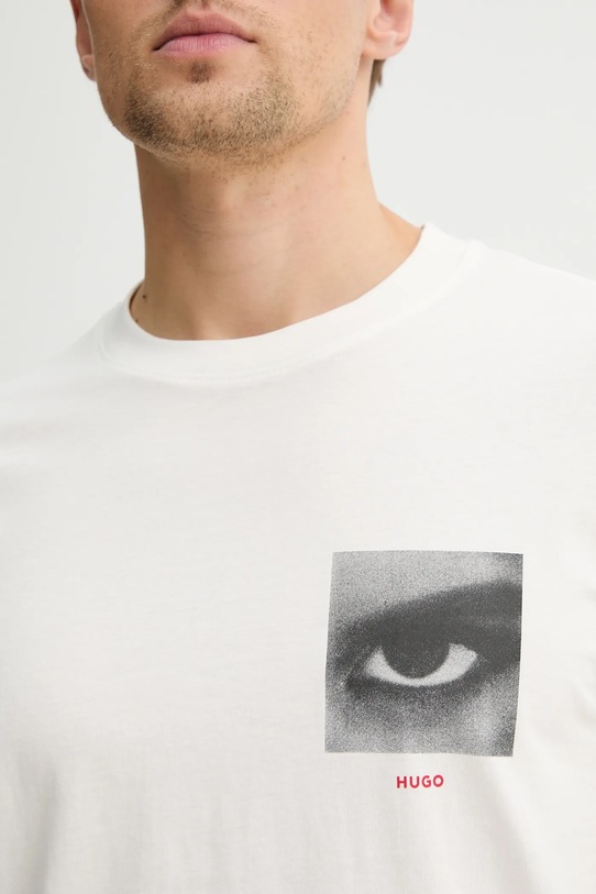 HUGO t-shirt bawełniany Deyss 50553755 beżowy