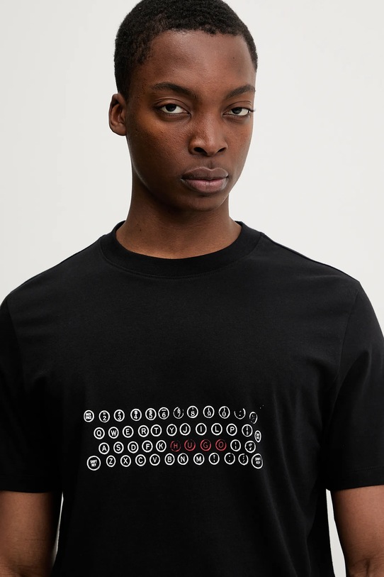 HUGO t-shirt bawełniany Deyss czarny 50553755