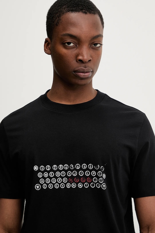 HUGO t-shirt bawełniany Deyss czarny 50553755