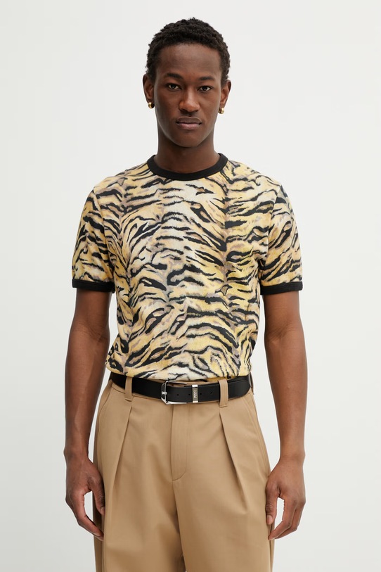 Kenzo t-shirt bawełniany wzorzyste żółty FG55TS1084SK