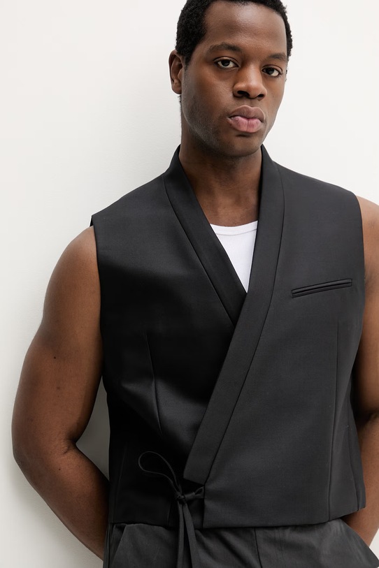 Kenzo kamizelka wełniana męska czarny FG55VE0129FA